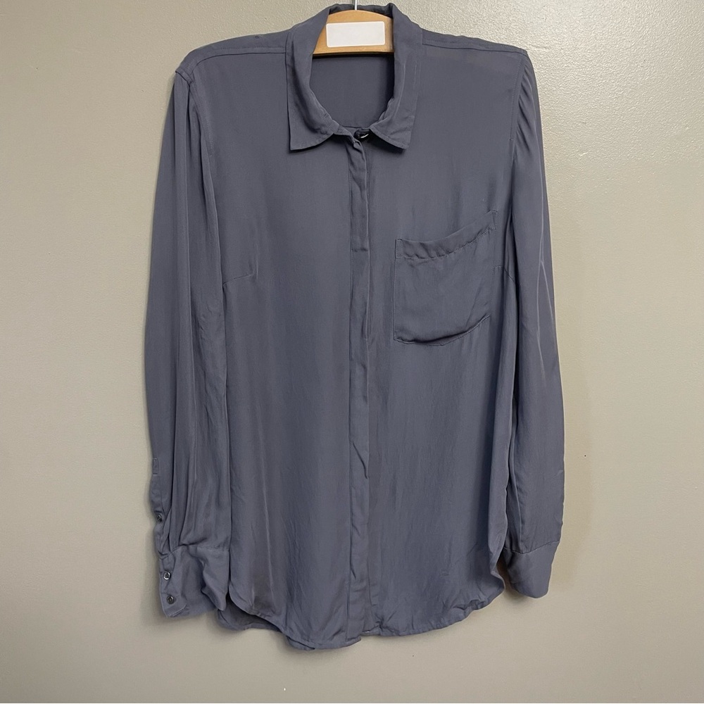 J. Crew women’s size 12 100% silk gray Button Down Shirt Blouse